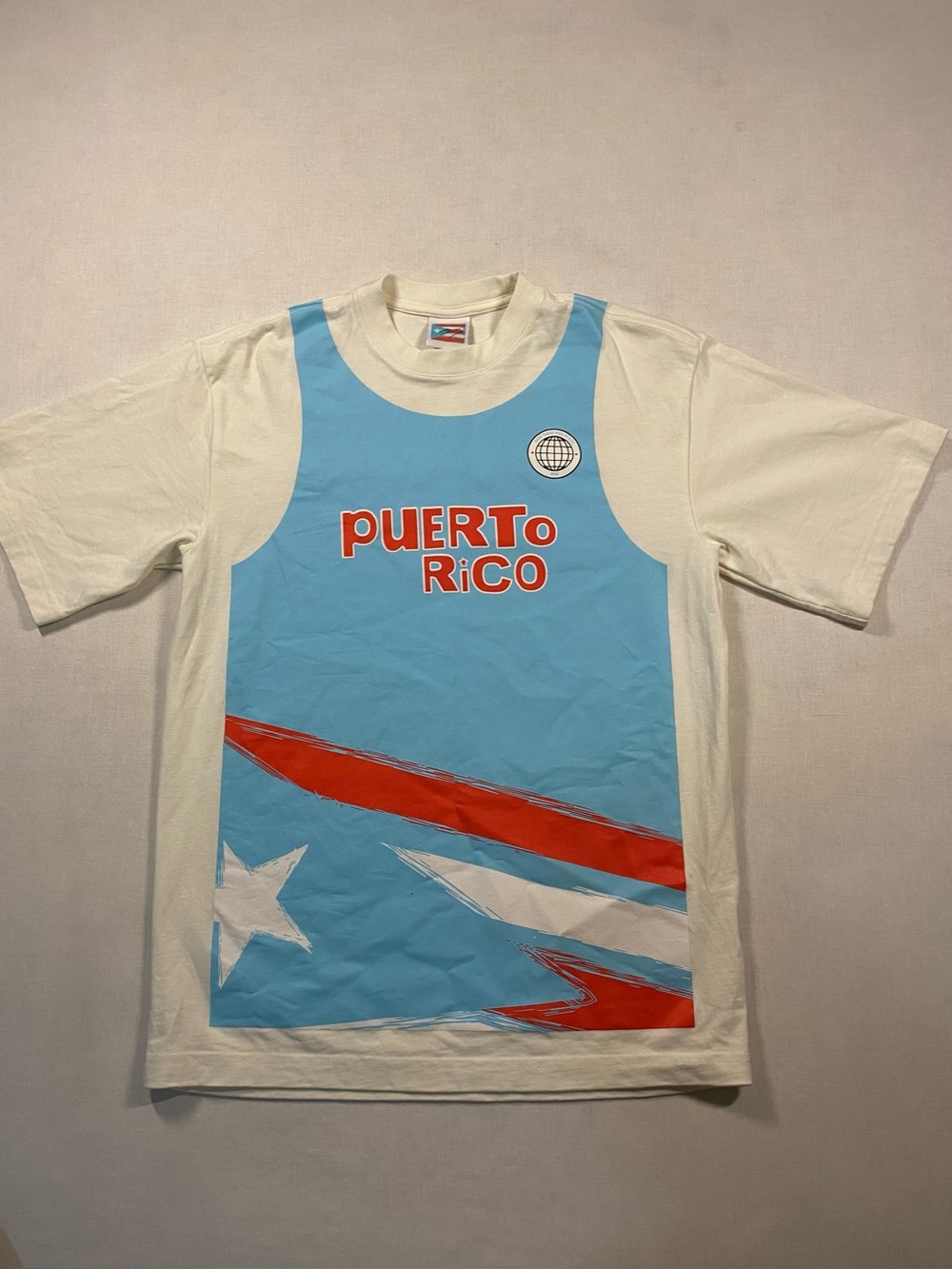 Puerto Rico Graphic Kids Tee - Cream & Light Blue